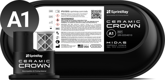 SprintRay Ceramic Crown - Single-unit Capsule 3-Pack (MIDAS ONLY)